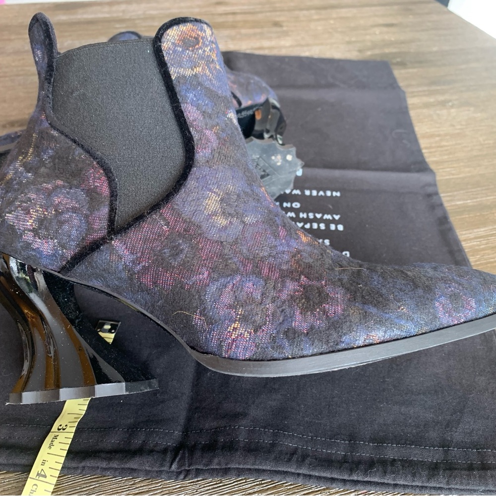 John Fluevog 10.5 Dark Floral Heeled Boots - Picture 11 of 14